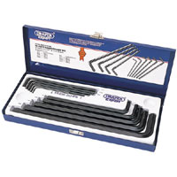 Draper 1O Piece Metric Extra Long Pattern Hexagon Key Set