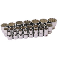 23 Piece 1/2andquot Square Drive Expert Metric Hi Torq Sockets