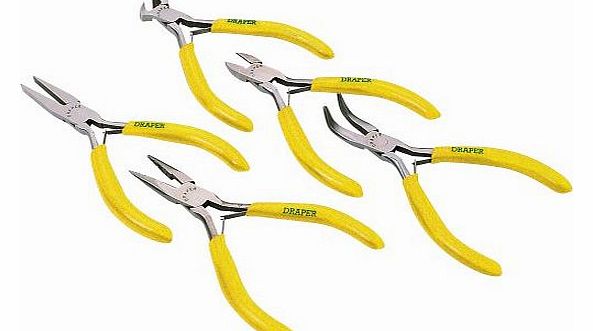 Draper DIY Series 12534 5-Piece Carbon Steel Mini Pliers Set with PVC-Dipped Handles