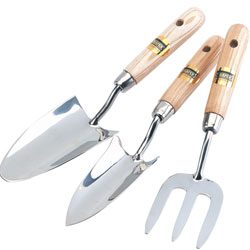 Draper Expert 3 Piece Stainless Steel Fork, Hand Trowel and Transplanting Trowel Set