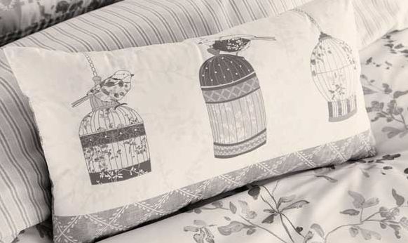 Lila Birdcage Boudoir Cushion -