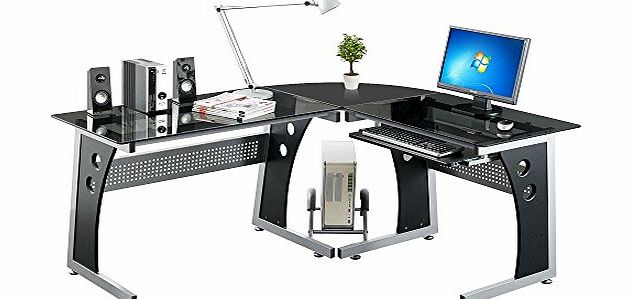 DREAMS VILLA Corner desk Computer Home Office Desk Corner PC Table GLASS