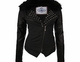 Black cotton and PU jacket