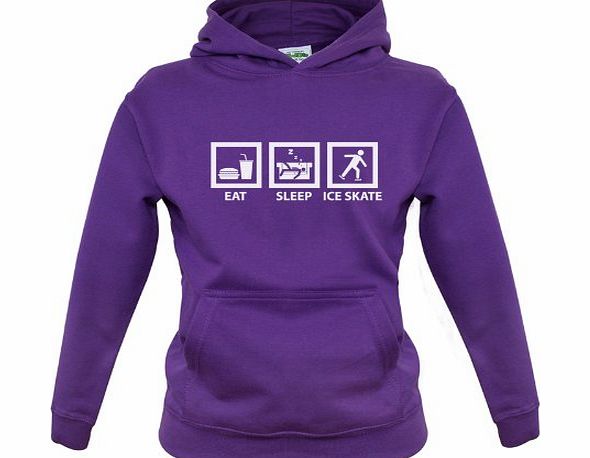 Dressdown Eat Sleep Ice Skate - Childrens / Kids Hoodie - Purple - XXL (12-13 Years)