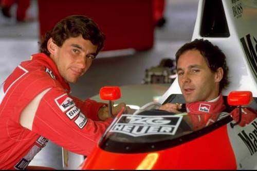 Drivers Ayrton Senna and Gerhard Berger in the Pits San Marino 1991 Poster - Large (50cm x 70cm)