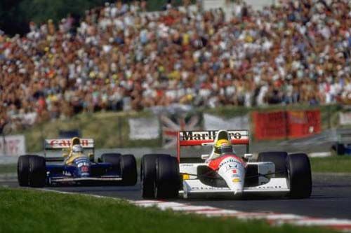 Drivers Ayrton Senna and Nigel Mansell Hungary 1991 Poster - Extra Extra Large (100cm x 150cm)