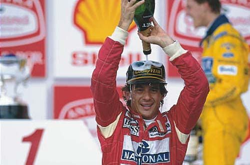 Drivers Ayrton Senna on the Podium at the 1993 Brazilian Grand Prix Poster - Large (50cm x 70cm)