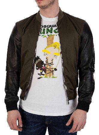 Dsquared Baseball Contrast Leather Sleeve Jacket