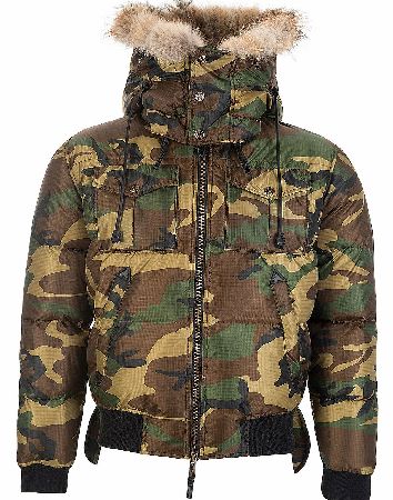 Dsquared Camoflauge Hooded Nylon Down Jacket