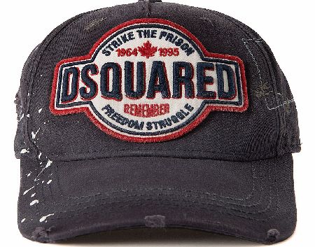 Dsquared Destroyed Canvas Baseball Cap Dark Grey