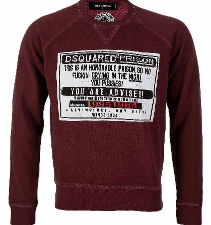 Dsquared Printed Faded Cotton Sweatshirt Burgundy