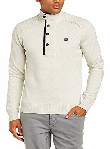 Duck and Cover  Mens Malvern Half-Zip Long Sleeve Jumper, Grey (Ecru Melange), X-Large