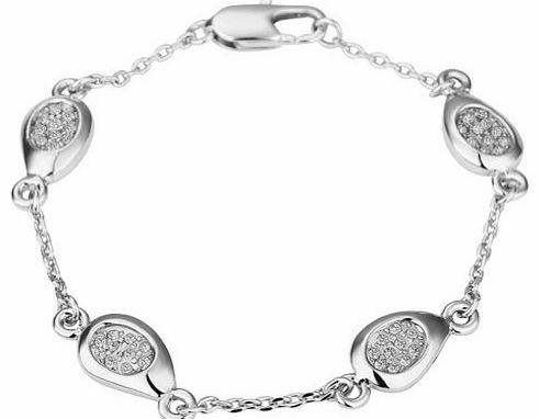 DUMAN 18K White Gold Plated 4 Beads link Bracelet Health Jewelry Nickel Free Plating Platinum Rhinestone A