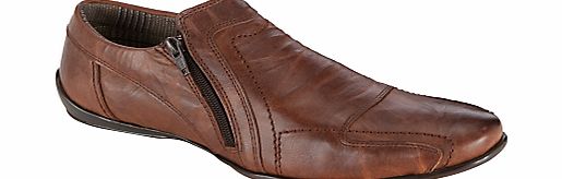 Dune Bravo DM Side Zip Leather Shoes, Tan