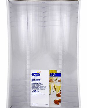 Duni Disposable Plastic Wine Glasses, Clear, 12 pcs