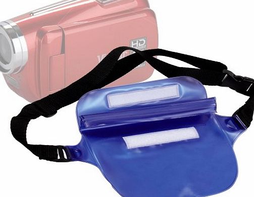 DURAGADGET Deep Blue Waterproof Air Lock Waist Bag / Dry Camcorder case for Sony HDR-CX220E, Toshiba Camileo X150, Canon LEGRIA HF R406, Vivitar 9124 9MP Digital Camera, Vivitar DVR400, Vivitar DVR 63