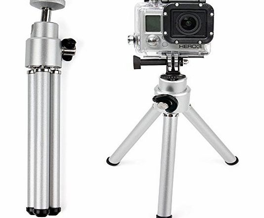 DURAGADGET Portable Lightweight Aluminium Tripod With Sturdy Collapsable Legs For GoPro Hero 2/Hero 3/Helmet/Naked/WiFi BacPak amp; Sony HDR-MV1