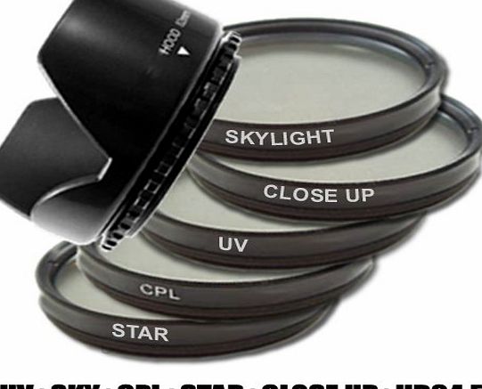 DynaSun 58mm Slim Circular Polarising Filter Set with Skylight Filter, Slim Lens Protector, Ultra Violet Filter, Slim 4 Point Star Light Flare Cross Filter, Slim Camera Lens, Macro Close Up Filter, Cr