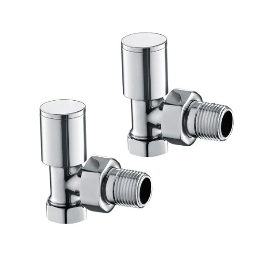 E-PLUMB Chrome Designer Angled Towel Radiator Valves Pair = 1 Set