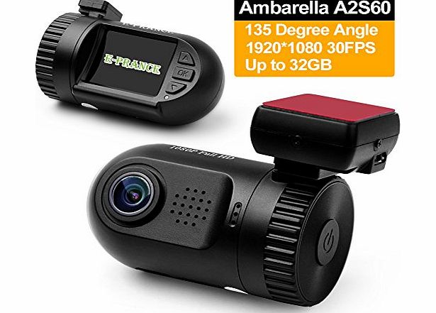 E-PRANCE New Mini 0801 Original Ambarella A2S60 Chip 5M pixel CMOS Car DVR Recorder With High Resolution Full HD 1080P 30 FPS, OV2710 G-sensor   Car License Plate   H.264   135 Degree Wide Angle View