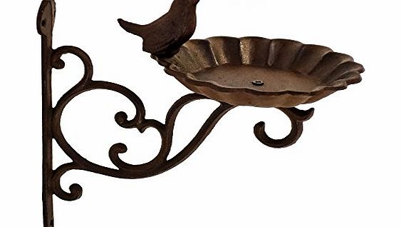 east2eden Retro Vintage Design Cast Iron Wall Mounted Garden Bird Bath Wild Birds Feeder