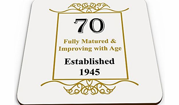 ECOASTERS 70th Birthday Established 1945 Year Novelty Glossy Mug Coaster - Gold