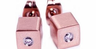 Ladies Dice Rose Gold Studs