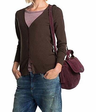 edc by Esprit  Womens WINTER CARDI Plain V-Neck Long Sleeve Cardigan, Brown (WALNUT WOOD 240), UK 16 (Manufacturer size: XL)