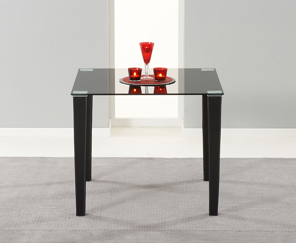 EDINA Black Glass and PU Leather Dining Table -