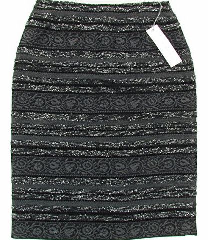 EDINA RONAY ``LONDON Designer Baroque`` womens midi skirt floral wool (black/gray)