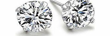 eFuture TM) White 1 Pair Sterling Silver 6MM Round Cubic Zirconia Anti allergic Crystal Stud Earrings  eFutures nice Keyring