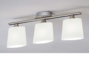 Cello Modern Nickel Matt Ceiling Light With White Glass Shades