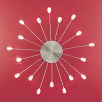 Romance Modern 18 Light Ceiling Light In Nickel Matt With Crystal Shades