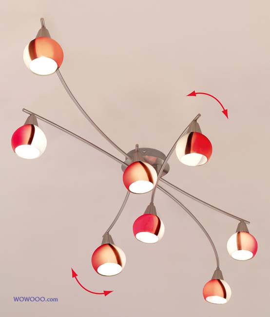 Lucia Red- White- Black Ceiling Light - 8 lamp