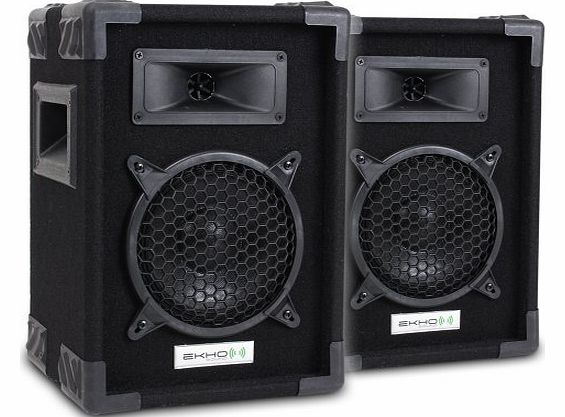 Ekho Pair of Ekho 6`` Inch Passive PA Mobile DJ Home Audio Bedroom DJ Speakers Disco Party Setup 250W