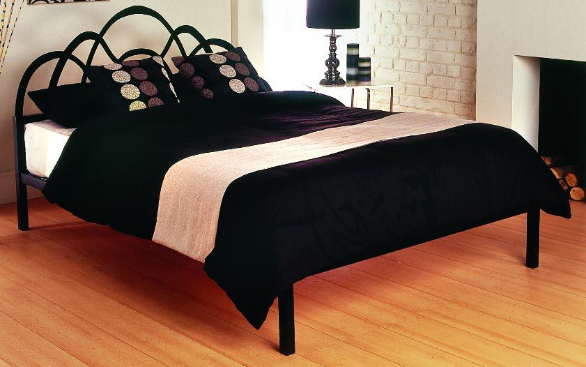 Elan Apollo Black Metal Bedstead, Double, Latex