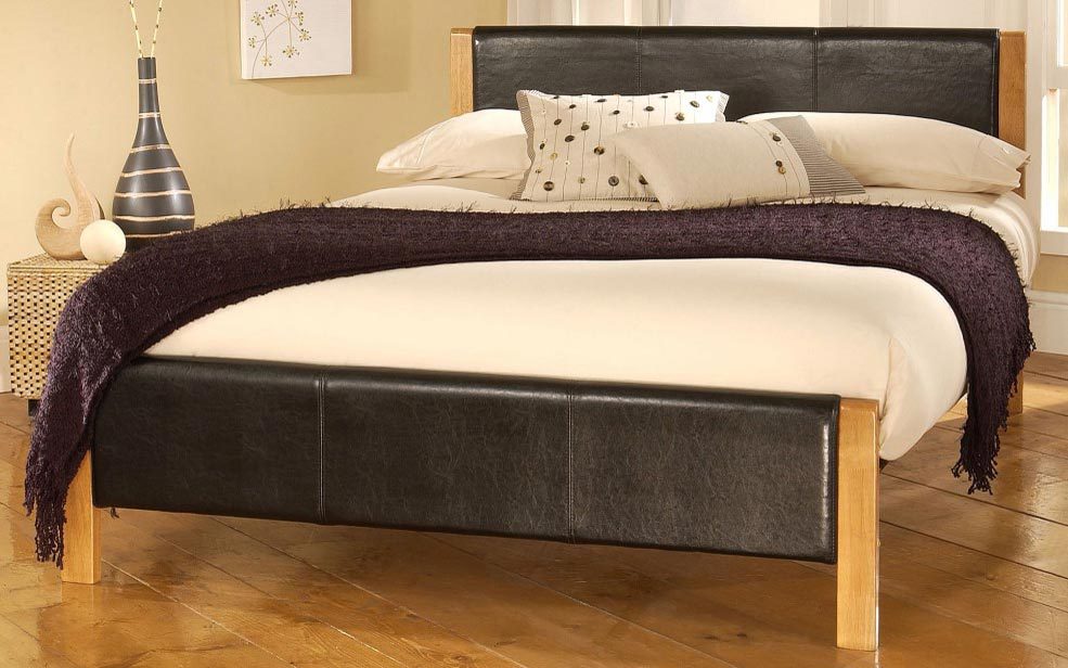 Elan Mira Black Faux Leather Bedstead, King