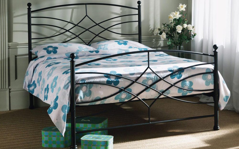 Neptune Black Metal Bedstead, Double,
