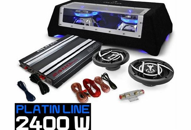 Electronic-Star Platin Line 320 Amp, Speakers amp; Sub Car HiFi System (2.1 Channels, 2400W Max amp; Blue Light Effect) - Grey/Black