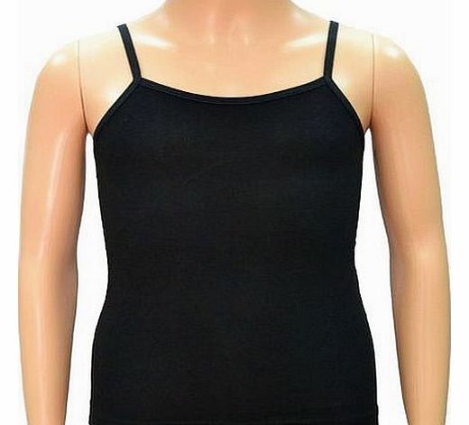 elegance1234 GIRLS COTTON LYCRA SPAGHETTI STRAP QUALITY CAMISOLE VEST TOPS ***SAME DAY POSTING*** (11-13 YEARS, BLACK)