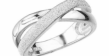 Elements Sterling Silver R702 54 Ladies 1/2 Diamond cut Crossover Kiss Ring - Size Medium