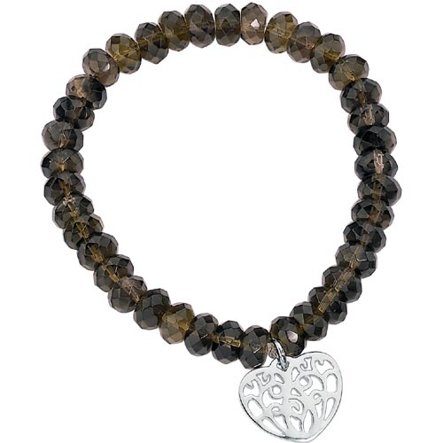 Elements Smokey Quartz Stretch Bracelet In Sterling Silver By Elements