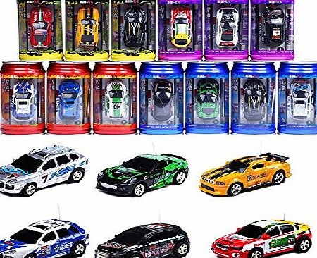 ELENKER Mini Speed RC Radio Remote Control Micro Coke Can Racing Car Toy 1:63 Scale Random Color