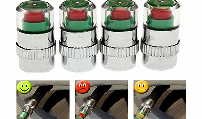 Elisona 4PCS 30PSI Car Tyre Pressure Monitor Valve Stem Cap Sensor Indicator Tire Alarm Eye Alert