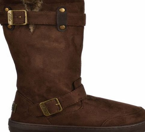 Ella Ladies Womens Ella Biker Fur Lined Flat Winter Snow Boot - Chestnut Brown, Black, Dark Brown, Grey Black UK5 - EU38 - US7 - AU6