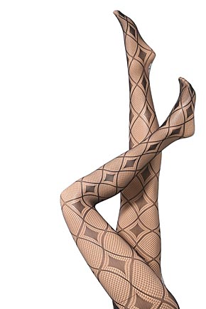 Elle Ladies 1 Pair Elle Diamond Pattern Fishnet Tights Black