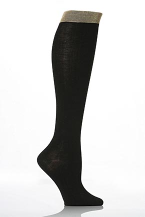 Elle Ladies 1 Pair Elle Lurex Top Knee Highs In 3 Colours Cappuccino