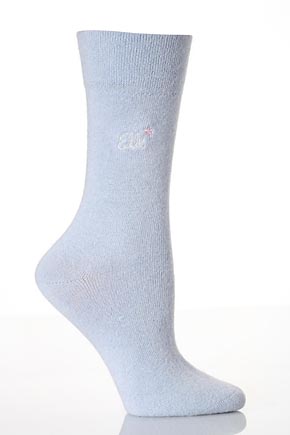 Ladies 1 Pair Elle Plain Angora Socks In 9 Colours Black