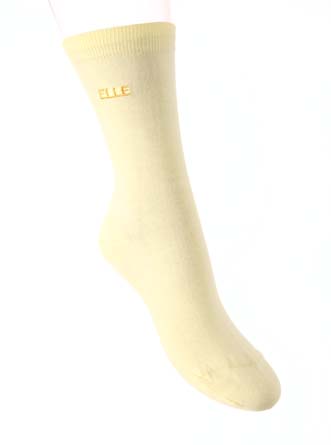 ELLE Ladies 1 Pair Elle Pure Classic Cotton Plain Trouser Sock Candy Peach