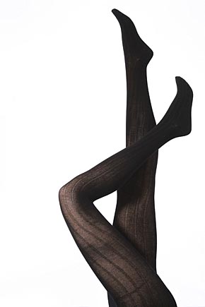 Elle Ladies 1 Pair Elle Rib Organic Cotton Tights In 3 Colours Black